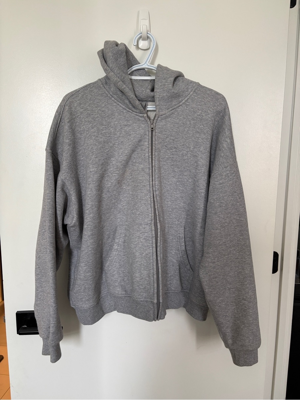 SKIMS Heather Gray Full-Zip Hoodie